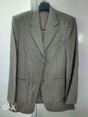 Men's Gray And White Stripe Formal Suit