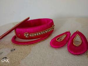 New elegant pink colour silk thread bangles and