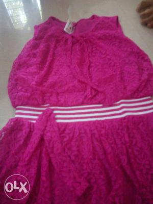 Pink Sleeveless Belted Dress