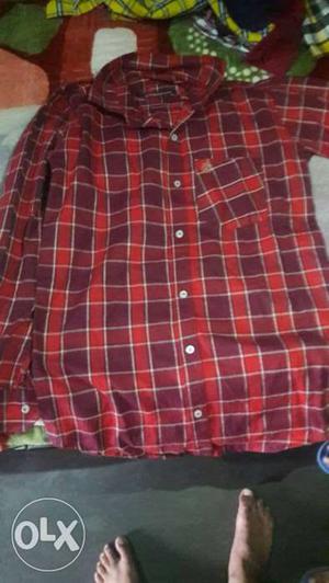 Red And Maroon Plaid Dress Shirt