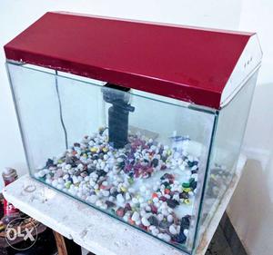 Red Plastic Framed Fish Tank