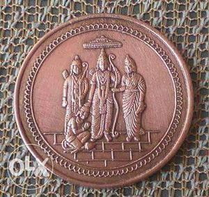 Round Brown Coin With Men Profile