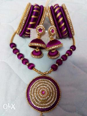 Silk Thread Jewellery Full set with necklace,