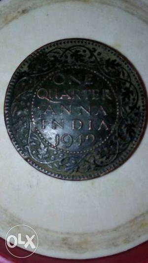 Ancient indian coin, one quarter Anna, year of
