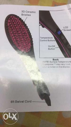 Black And Pink Hair straightener brush