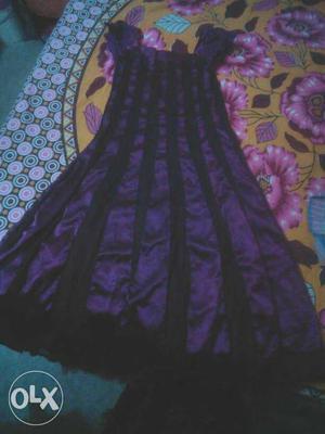 Black And Purple Scoop Neck Sleeveless Long Dress