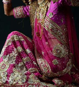 Bride Pink And White Floral lehnga