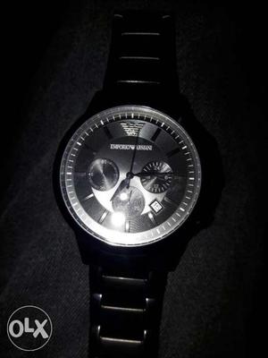 Emporio armani black chronograph watch ar.worth