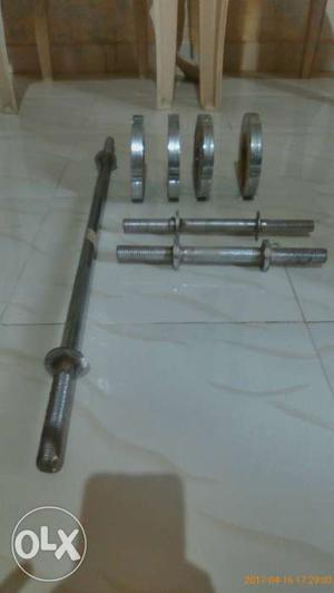 Grey Barbell And Dumbbell Set