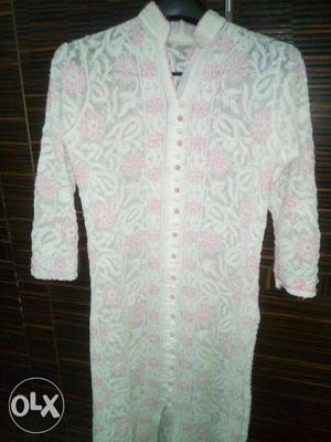 Lucknowi handcrafted all over embroidery kurti (Achkan