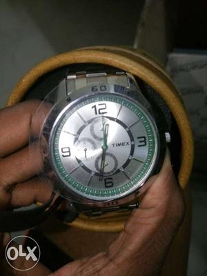 New Silver Round Timex Chronograph Watch discount for fast