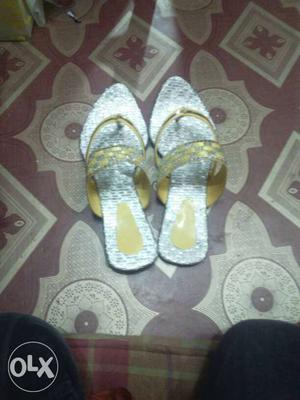 Pair Of Gold And Silver-coloured Sequined Sandals