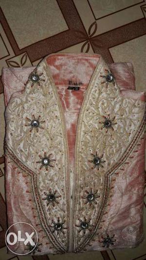 Pink And Beige Sherwani