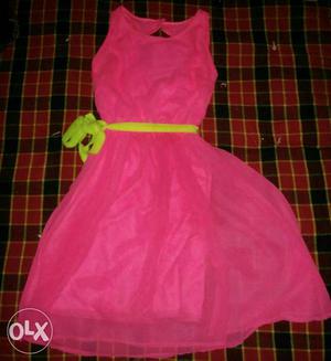 Pink Scoop Neck, Sleeveless Dress