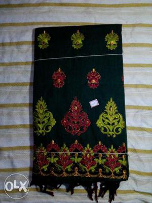 Pure cotton,Dark green, Red, And Green Textile dress