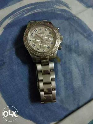 Rolex watch silver blue daimond