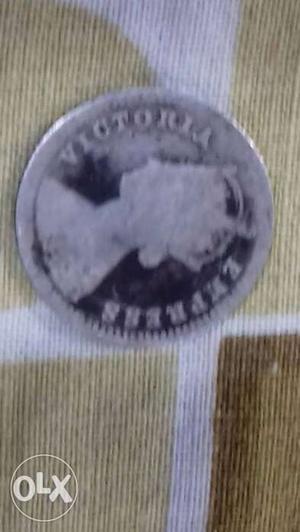 Round Silver Victoria Empress Coin 100 yr old