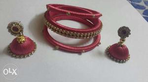 Silk thread bangles with matching jhumkas
