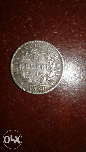  Silver 1/4 India Rupee Coin