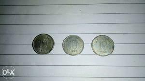 Three Round Silver 10 Coins