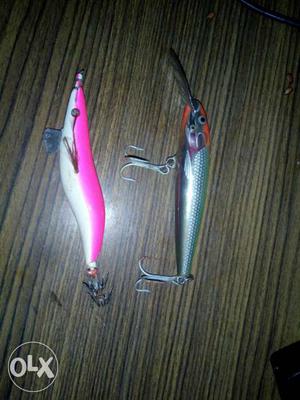 Two Pink And Gray Fishing Lures