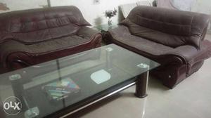 Urgent sale of brown leather 4 seater sofa set