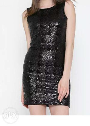 Women's Black Sequin Sleeveless Mini Dress