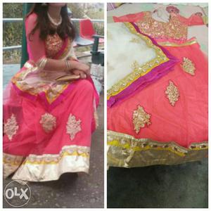 Women's Pink And Yellow Traditional Robe