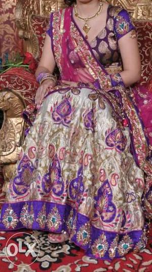 Women's Purple And White Traditional Dress