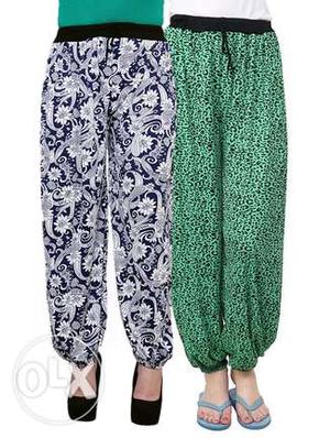 Women's Two Floral And Print Pants