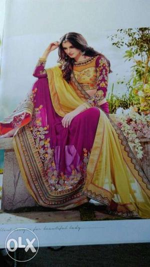 Yellow And Magenta Sari