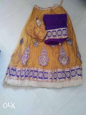 Yellow And Purple Floral Traditional Dress