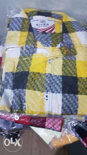 Yellow, White, And Grey River Sports Shirt