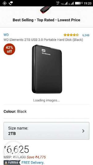 2Tb wd company portable hard disk from USA,warrenty is 2