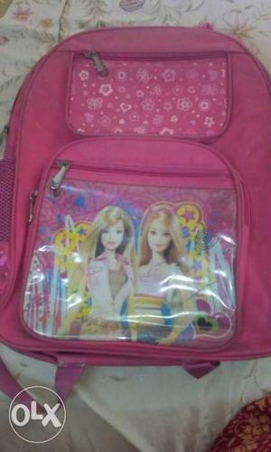 Barbie pink colour school bag... very spacious n in