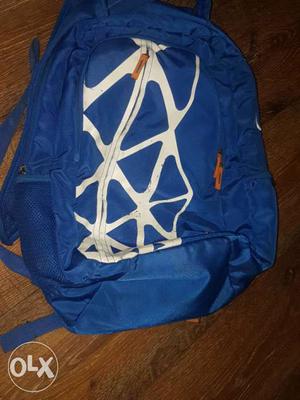 Blue And White Backpack