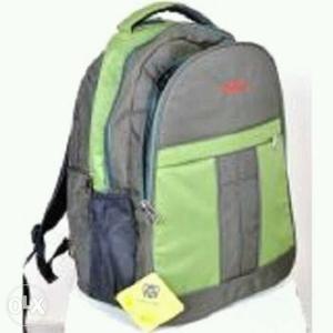 Grey And Green Backpack