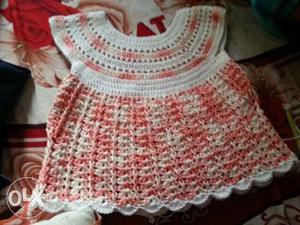 New handwoven crochet baby dress for upto 2 yrs.