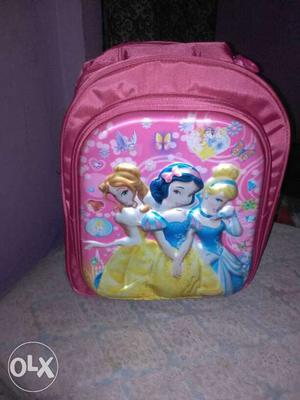 Pink And Blue Disney Princesses Printed Backpack
