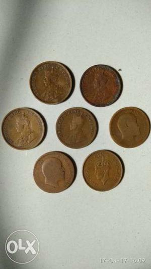 Seven Copper Man's Profile Coins