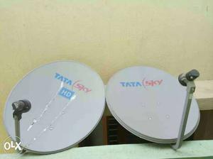 Tata sky dish with set up box 2 sets each  rs