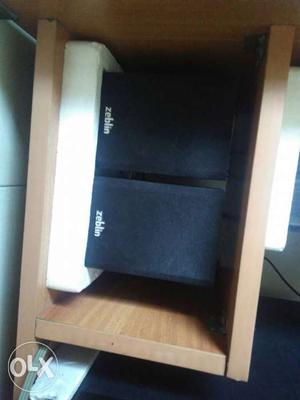 Two Black Zeblin Computer Speakers In Box