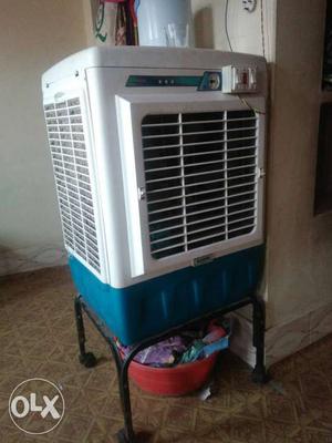 White And Blue Outdoor AC Unit