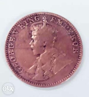 1/4 indian anna  brown old coin