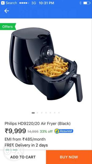Black Philips HD Air Fryer