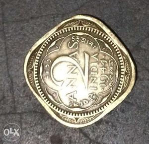 Gold coin 2Anna Coin in . Azaadi se phele ka siKka