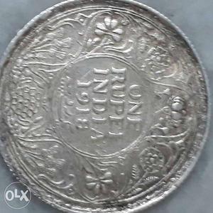 One rupees indain British silver coin since  rear