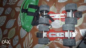 Pair Of Red-and-black Roller Blades