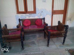 Rajwadi Wooden Sofa Set (1 Sofa, 2 Chair)