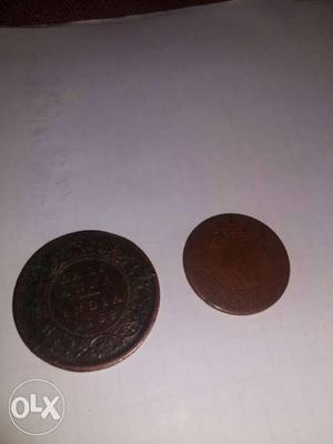 Round Two Cooper Indian Coins